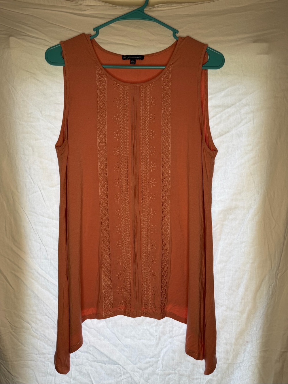 Adrianna Papell Sleeveless Embroidered Tank Top - pale pink